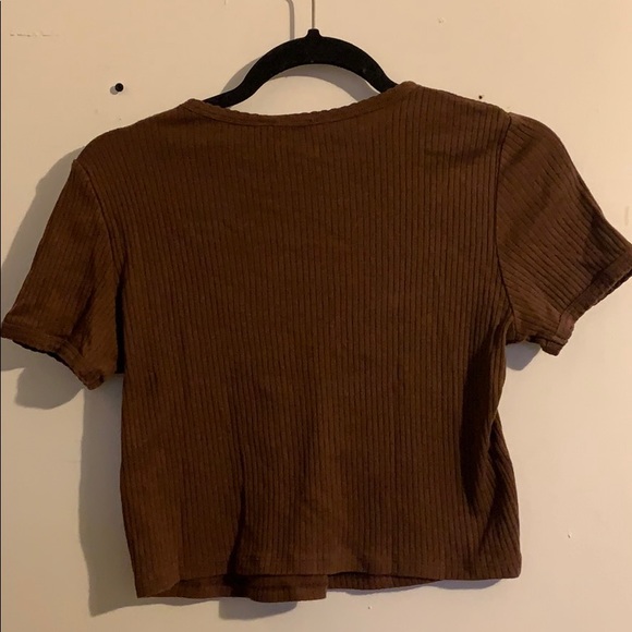 Size 8 Top Shop Brown Crop Tee - Picture 4 of 4